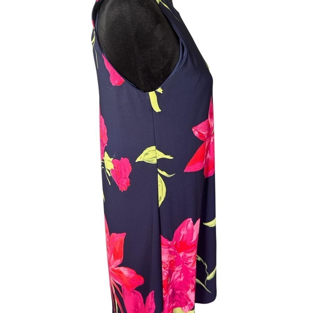 Anne Klein Navy Sleeveless Floral A-Line Dress Size 8 - Picture 5 of 10